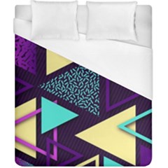 Retrowave Aesthetic Vaporwave Retro Memphis Triangle Pattern 80s Yellow Turquoise Purple Duvet Cover (california King Size) by genx