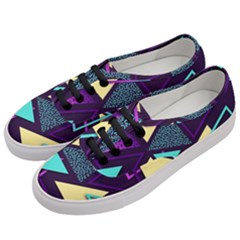 Retrowave Aesthetic Vaporwave Retro Memphis Triangle Pattern 80s Yellow Turquoise Purple Women s Classic Low Top Sneakers by genx