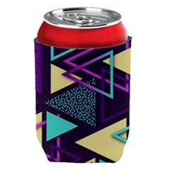 Retrowave Aesthetic Vaporwave Retro Memphis Triangle Pattern 80s Yellow Turquoise Purple Can Holder by genx