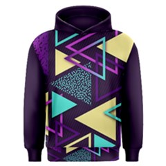 Retrowave Aesthetic Vaporwave Retro Memphis Triangle Pattern 80s Yellow Turquoise Purple Men s Overhead Hoodie by genx