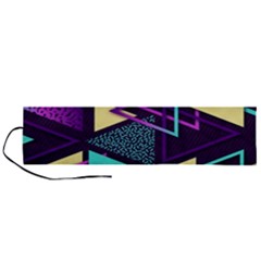 Retrowave Aesthetic Vaporwave Retro Memphis Triangle Pattern 80s Yellow Turquoise Purple Roll Up Canvas Pencil Holder (l) by genx
