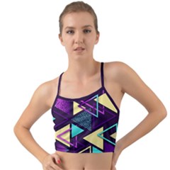 Retrowave Aesthetic Vaporwave Retro Memphis Triangle Pattern 80s Yellow Turquoise Purple Mini Tank Bikini Top by genx