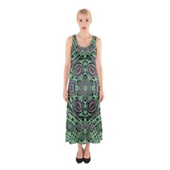 Bamboo Wood And Flowers In The Green Sleeveless Maxi Dress by pepitasart