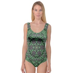 Bamboo Wood And Flowers In The Green Princess Tank Leotard  by pepitasart
