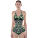 Bamboo Wood And Flowers In The Green Cut-Out One Piece Swimsuit View1