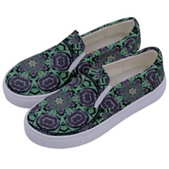 Bamboo Wood And Flowers In The Green Kids  Canvas Slip Ons by pepitasart