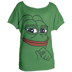 Pepe The Frog Smug Face With Smile And Hand On Chin Meme Kekistan All Over Print Green Women s Oversized Tee by snek