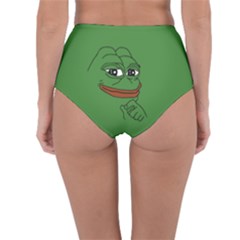 Pepe The Frog Smug Face With Smile And Hand On Chin Meme Kekistan All Over Print Green Reversible High-waist Bikini Bottoms by snek
