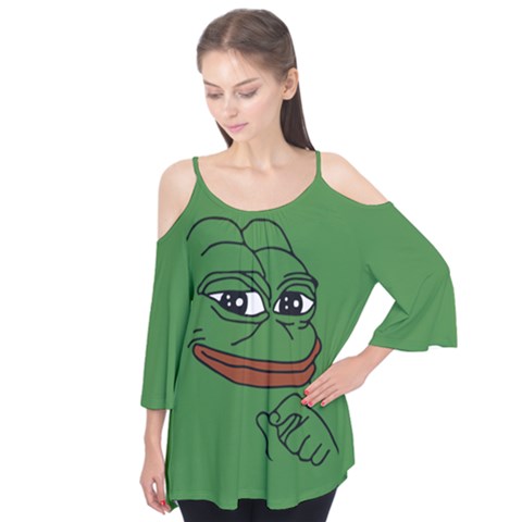 Pepe The Frog Smug Face With Smile And Hand On Chin Meme Kekistan All Over Print Green Flutter Tees by snek