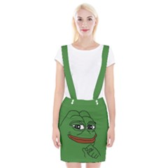 Pepe The Frog Smug Face With Smile And Hand On Chin Meme Kekistan All Over Print Green Braces Suspender Skirt by snek