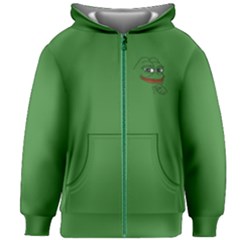 Pepe The Frog Smug Face With Smile And Hand On Chin Meme Kekistan All Over Print Green Kids  Zipper Hoodie Without Drawstring by snek