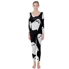 Ghost Halloween Pattern Long Sleeve Catsuit by Amaryn4rt