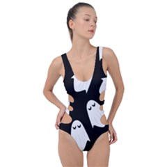 Ghost Halloween Pattern Side Cut Out Swimsuit by Amaryn4rt