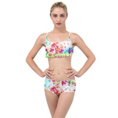 Pattern Decorated Schoolbus Tie Dye Layered Top Bikini Set by Amaryn4rt