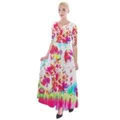 Pattern Decorated Schoolbus Tie Dye Half Sleeves Maxi Dress by Amaryn4rt