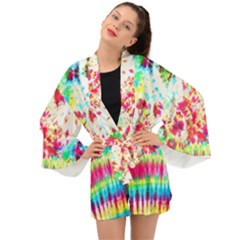 Pattern Decorated Schoolbus Tie Dye Long Sleeve Kimono