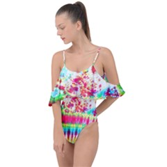 Pattern Decorated Schoolbus Tie Dye Drape Piece Swimsuit by Amaryn4rt