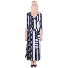 Architecture Building Pattern Quarter Sleeve Wrap Maxi Dress by Amaryn4rt