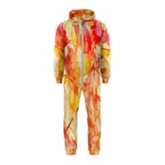 Monotype Art Pattern Leaves Colored Autumn Hooded Jumpsuit (kids)