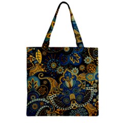 Retro Ethnic Background Pattern Vector Zipper Grocery Tote Bag by Amaryn4rt
