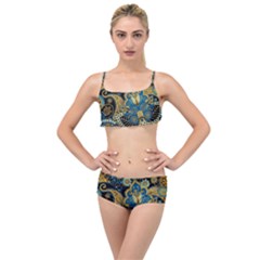 Retro Ethnic Background Pattern Vector Layered Top Bikini Set by Amaryn4rt
