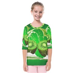 Kiwi Fruit Vitamins Healthy Cut Kids  Quarter Sleeve Raglan Tee