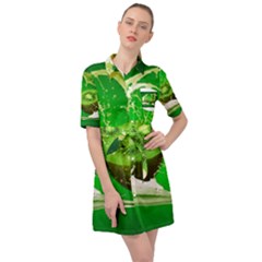 Kiwi Fruit Vitamins Healthy Cut Belted Shirt Dress by Amaryn4rt