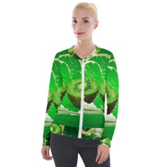 Kiwi Fruit Vitamins Healthy Cut Velour Zip Up Jacket