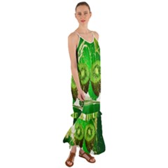 Kiwi Fruit Vitamins Healthy Cut Cami Maxi Ruffle Chiffon Dress