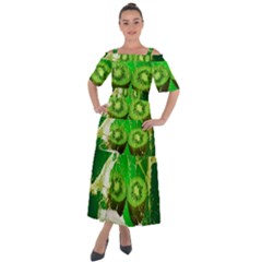 Kiwi Fruit Vitamins Healthy Cut Shoulder Straps Boho Maxi Dress 