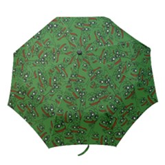 Pepe The Frog Perfect A-ok Handsign Pattern Praise Kek Kekistan Smug Smile Meme Green Background Folding Umbrellas by snek