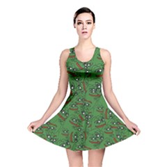 Pepe The Frog Perfect A-ok Handsign Pattern Praise Kek Kekistan Smug Smile Meme Green Background Reversible Skater Dress by snek