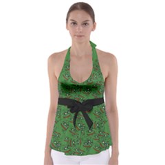 Pepe The Frog Perfect A-ok Handsign Pattern Praise Kek Kekistan Smug Smile Meme Green Background Babydoll Tankini Top by snek