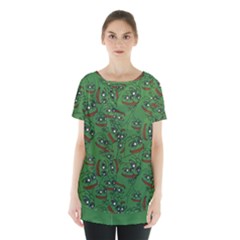 Pepe The Frog Perfect A-ok Handsign Pattern Praise Kek Kekistan Smug Smile Meme Green Background Skirt Hem Sports Top by snek