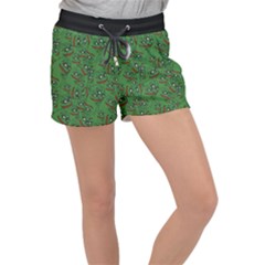 Pepe The Frog Perfect A-ok Handsign Pattern Praise Kek Kekistan Smug Smile Meme Green Background Women s Velour Lounge Shorts by snek