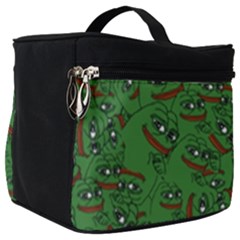 Pepe The Frog Perfect A-ok Handsign Pattern Praise Kek Kekistan Smug Smile Meme Green Background Make Up Travel Bag (big) by snek