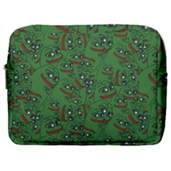 Pepe The Frog Perfect A-ok Handsign Pattern Praise Kek Kekistan Smug Smile Meme Green Background Make Up Pouch (large) by snek