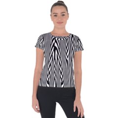 Abstrait Lignes Blanc/noir Short Sleeve Sports Top  by kcreatif