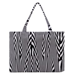 Abstrait Lignes Blanc/noir Zipper Medium Tote Bag by kcreatif