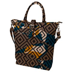 Abstrait Formes Marron/beige/bleu Buckle Top Tote Bag by kcreatif