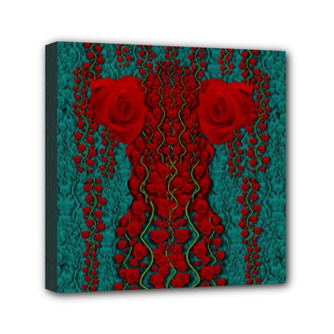 Lianas Of Roses In The Rain Forrest Mini Canvas 6  X 6  (stretched) by pepitasart