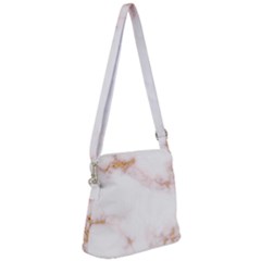 Pink And White Marble Texture With Gold Intrusions Pale Rose Background Zipper Messenger Bag by genx