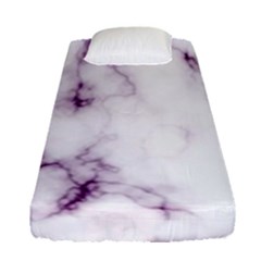 White Marble Violet Purple Veins Accents Texture Printed Floor Background Luxury Fitted Sheet (single Size) by genx