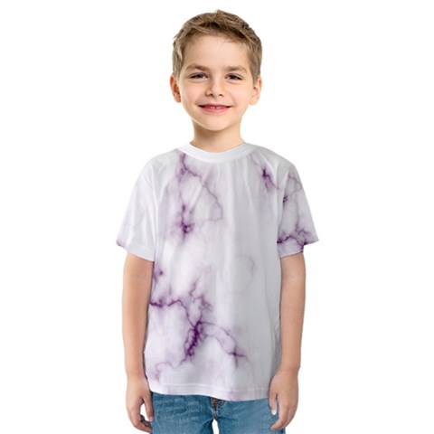 White Marble Violet Purple Veins Accents Texture Printed Floor Background Luxury Kids  Sport Mesh Tee by genx