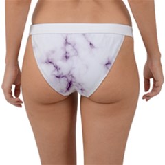 White Marble Violet Purple Veins Accents Texture Printed Floor Background Luxury Band Bikini Bottom by genx