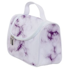 White Marble Violet Purple Veins Accents Texture Printed Floor Background Luxury Satchel Handbag by genx