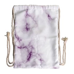 White Marble Violet Purple Veins Accents Texture Printed Floor Background Luxury Drawstring Bag (large) by genx