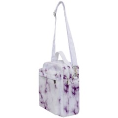 White Marble Violet Purple Veins Accents Texture Printed Floor Background Luxury Crossbody Day Bag by genx