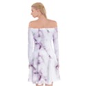 White Marble violet purple veins accents texture printed floor background luxury Off Shoulder Skater Dress View2