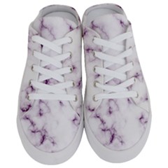 White Marble Violet Purple Veins Accents Texture Printed Floor Background Luxury Half Slippers by genx